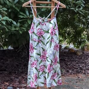 Vintage Hawaii Inspired Floral Spaghetti Strap Dress